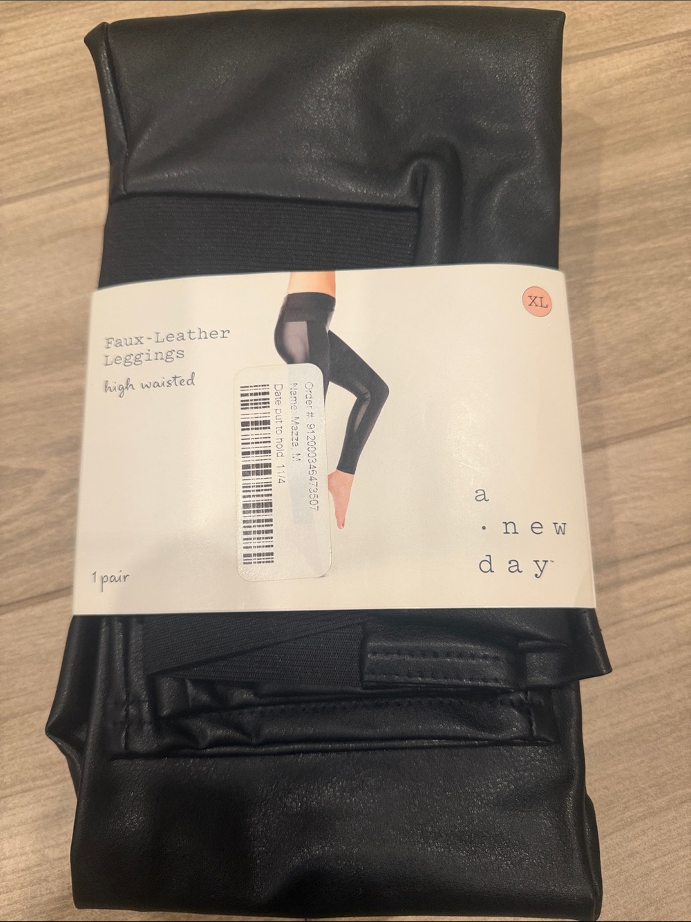 a new day Black Faux-Leather High-Waist Leggings